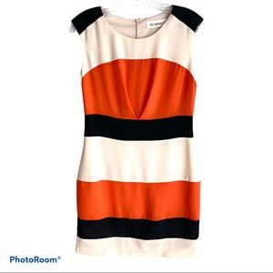 Fe Lareish Striped Sleeveless Dress Ivory Orange Black Size XS